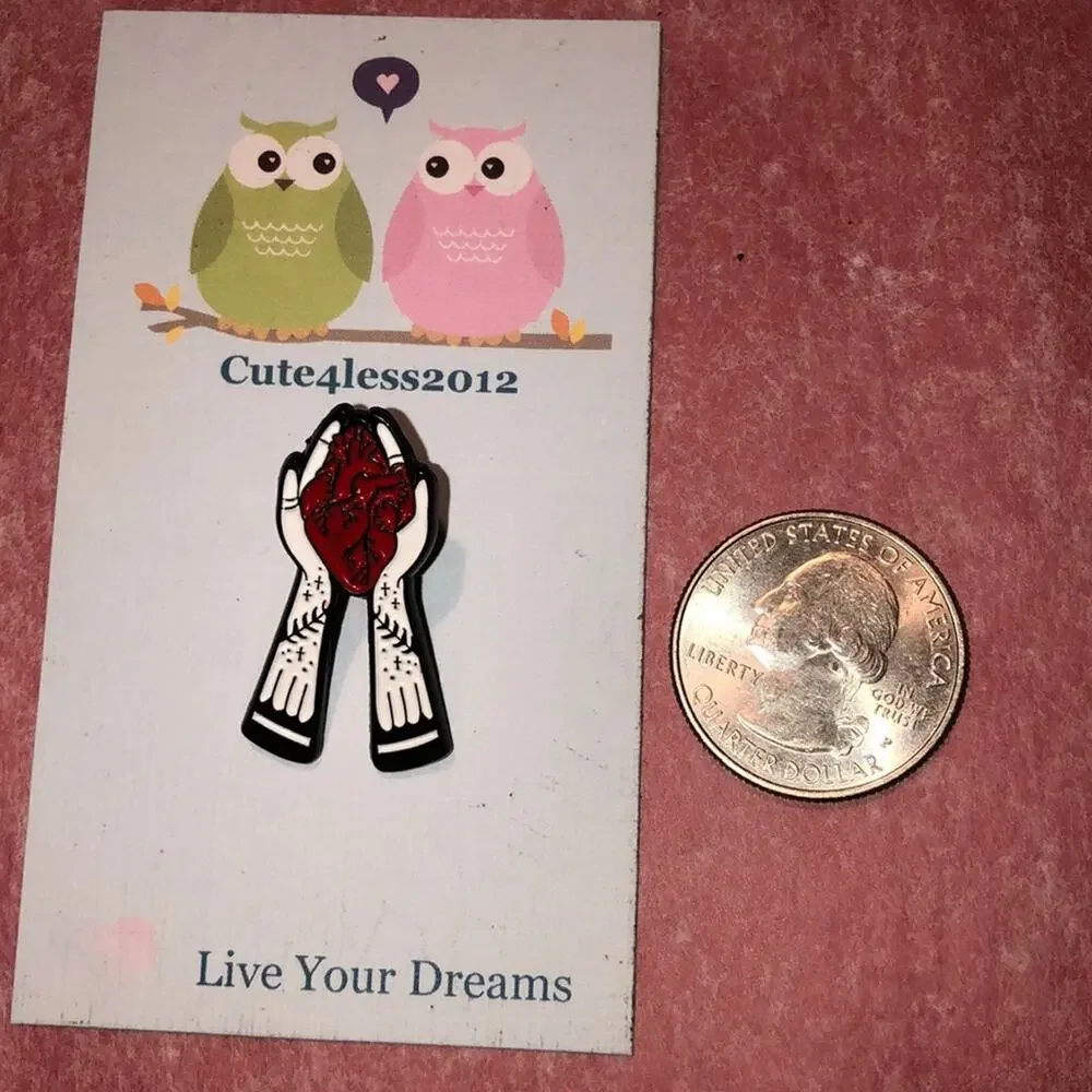 Heart in Hands Pin Brooch